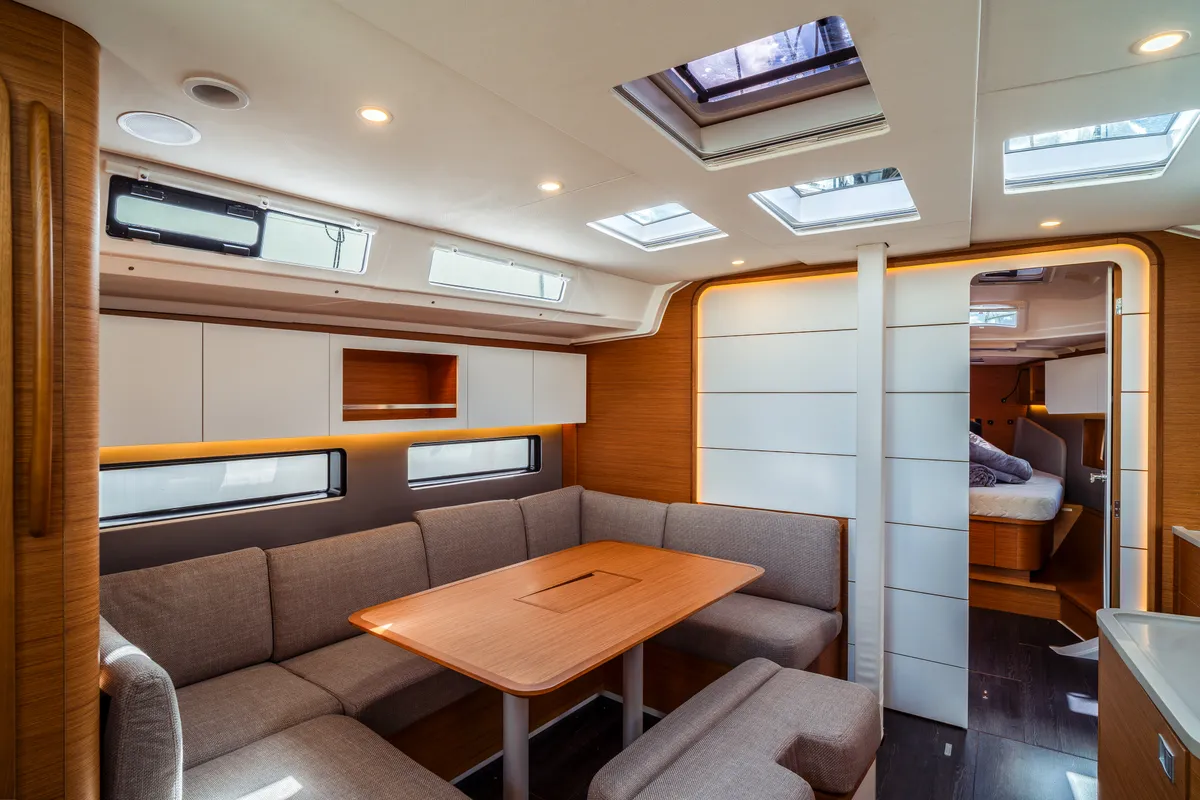 Salon of Mahsa, a Dufour 41 sailboat at Olbia, Italy