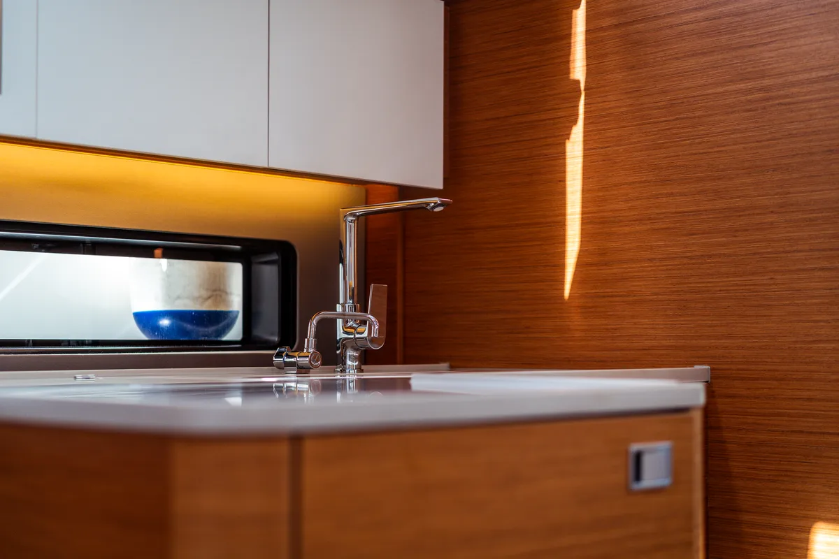 Galley of Mahsa, a Dufour 41 sailboat at Olbia, Italy