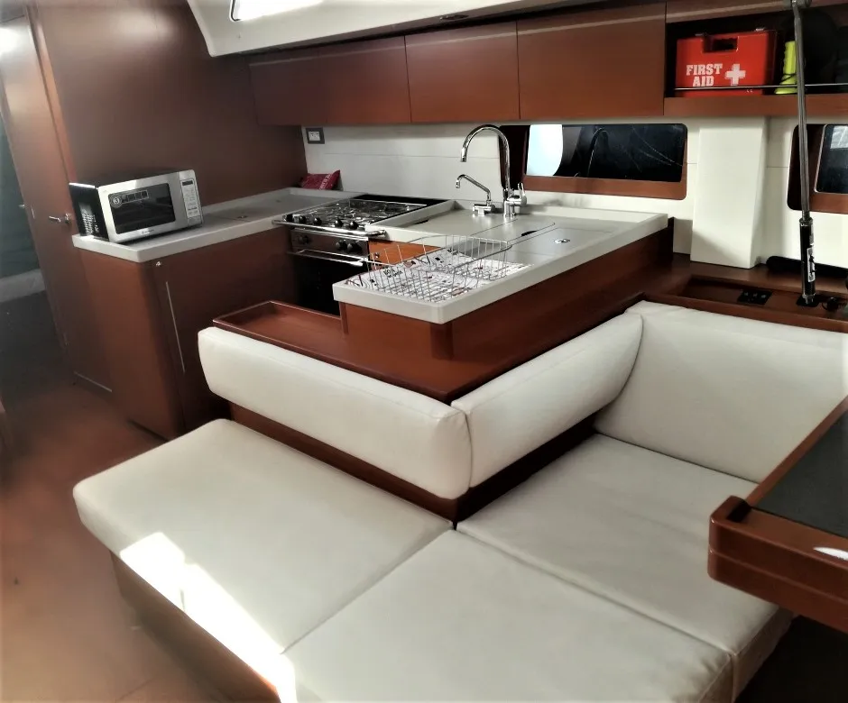 Galley of Aeolian Muse, a Beneteau Oceanis 51.1 sailboat at Preveza, Greece