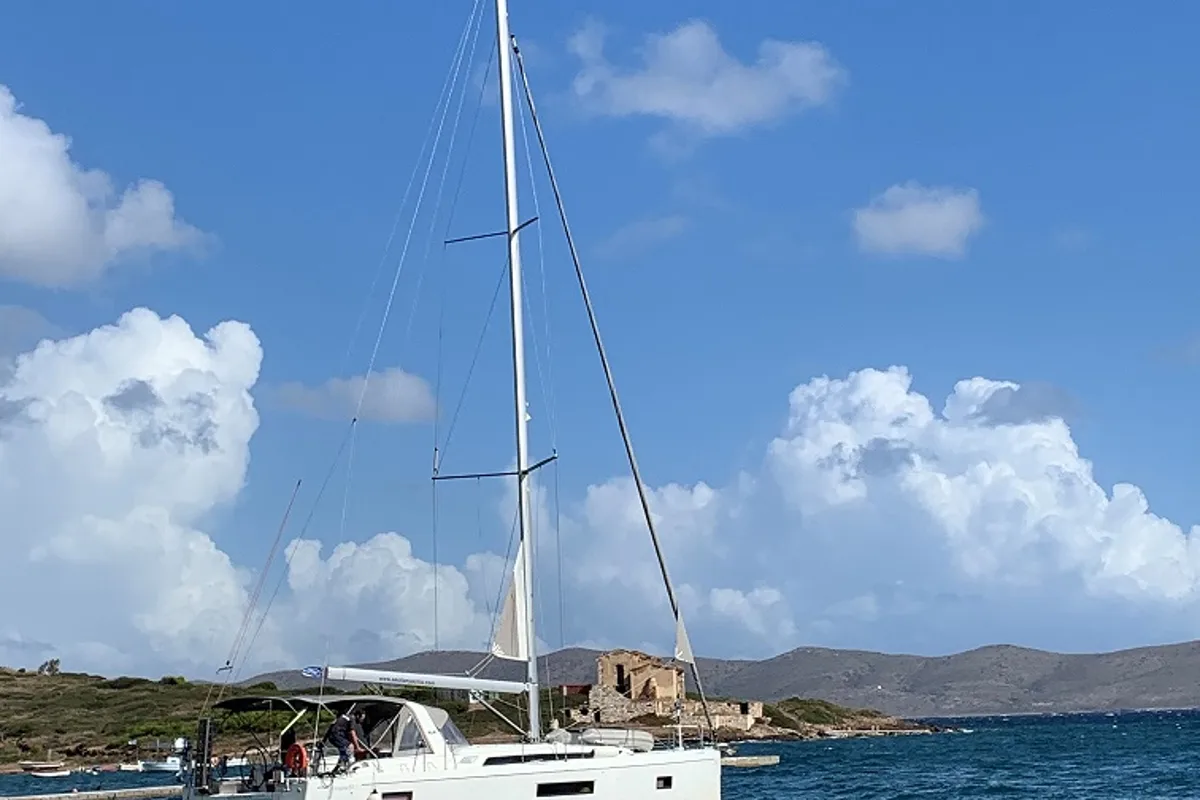 Exterior view of Aeolian Muse, a Beneteau Oceanis 51.1 sailboat at Preveza, Greece