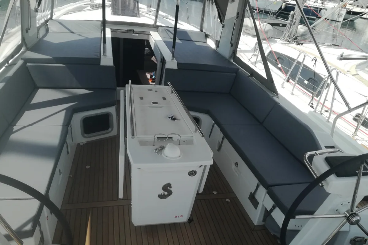 Deck of Aeolian Muse, a Beneteau Oceanis 51.1 sailboat at Preveza, Greece