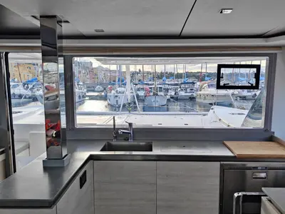 Galley of La Suerte, a Leopard 50 catamaran at Procida, Italy