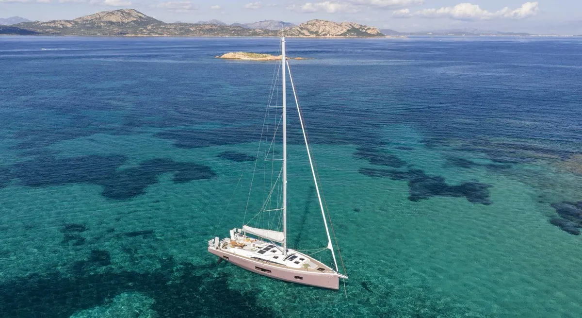 Exterior view of Margarita, a Beneteau Oceanis 52 sailboat at Olbia, Italy