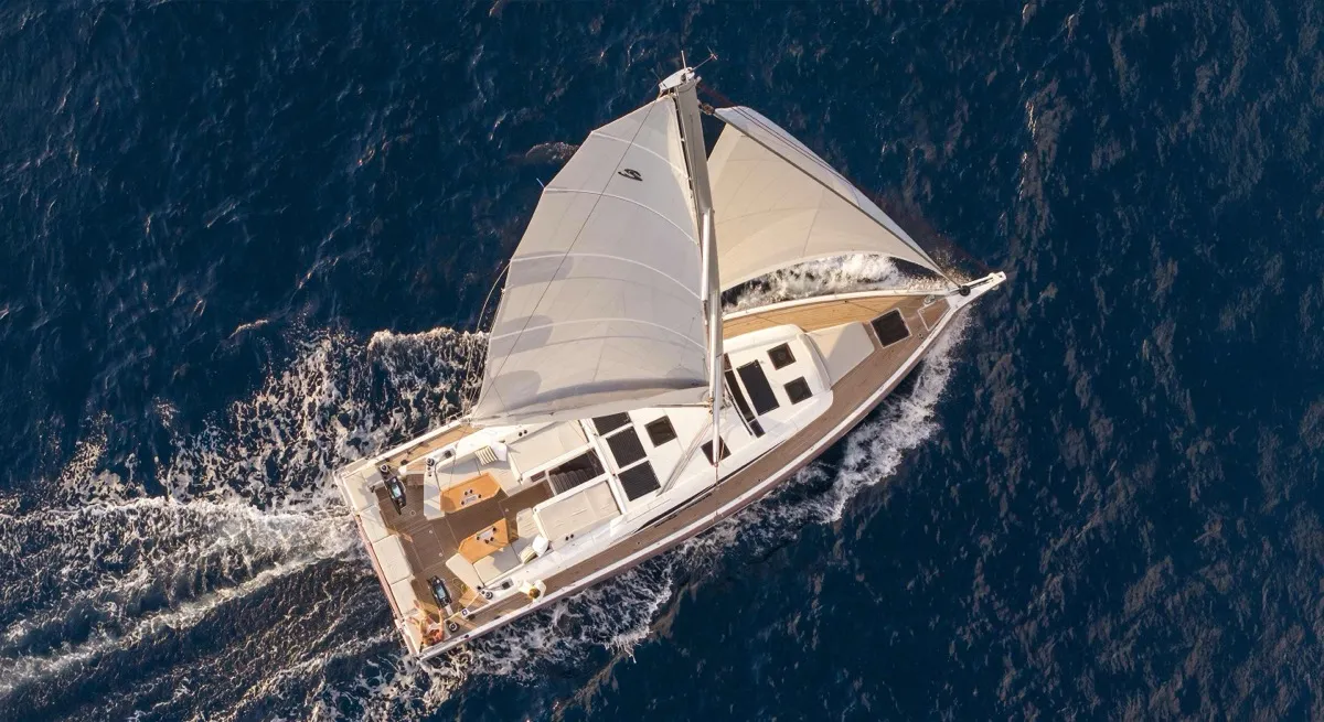 Exterior view of Margarita, a Beneteau Oceanis 52 sailboat at Olbia, Italy