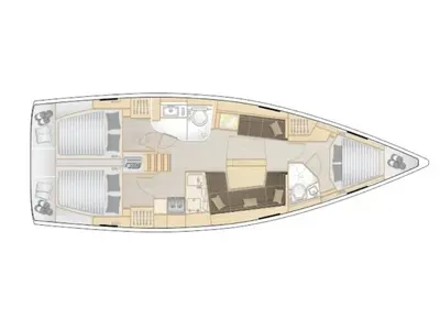 Floor plan of Shrimp, a Hanse 418 sailboat at Nea Peramos, Greece
