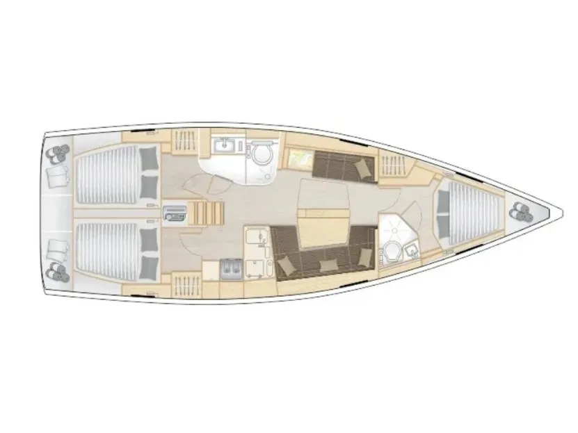 Floor plan of Shrimp, a Hanse 418 sailboat at Nea Peramos, Greece