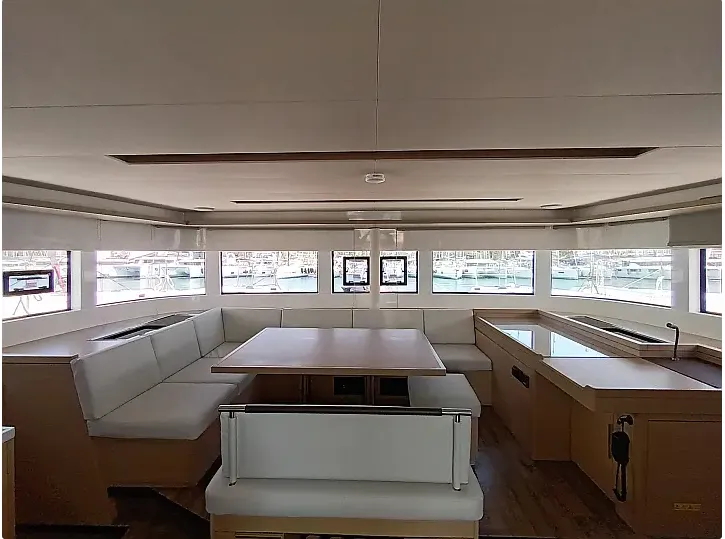 Salon of Errant Vagabond, a Lagoon 51 catamaran at Municipal Unit of Palairos, Greece