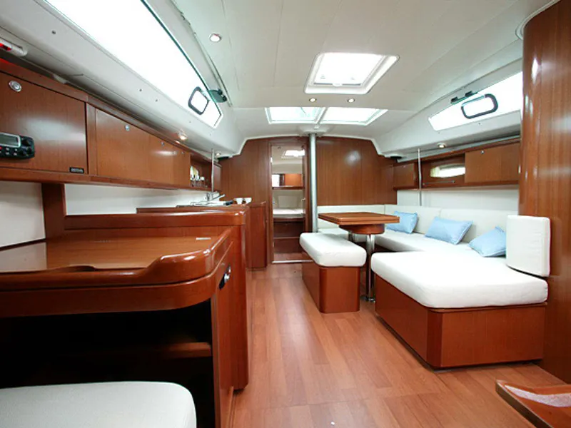 Salon of Arietta, a Beneteau Oceanis 40 sailboat at Volos, Greece