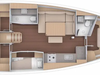 Floor plan of Noah, a Dufour 430 sailboat at Cannigione, Italy