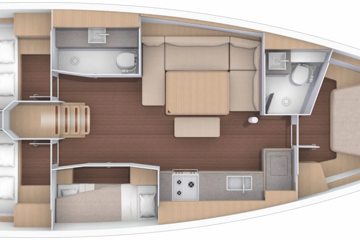 Floor plan of Noah, a Dufour 430 sailboat at Cannigione, Italy