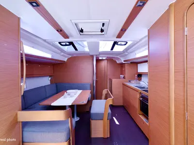 Salon of Noah, a Dufour 430 sailboat at Cannigione, Italy