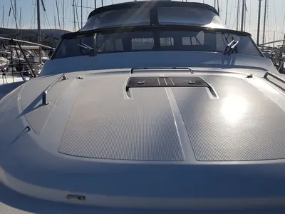 Deck of Rhea, a Bavaria Sport 400 Open motor yacht at Punat, Croatia