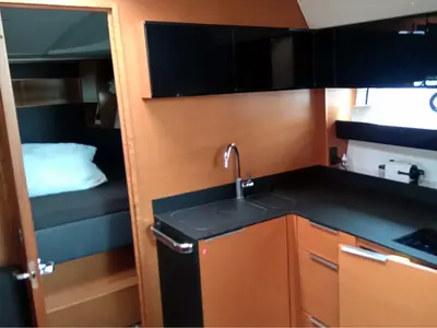 Galley of Rhea, a Bavaria Sport 400 Open motor yacht at Punat, Croatia