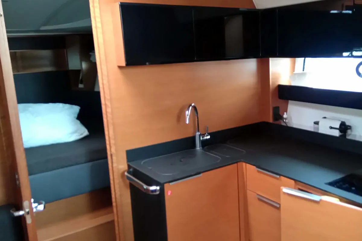 Galley of Rhea, a Bavaria Sport 400 Open motor yacht at Punat, Croatia