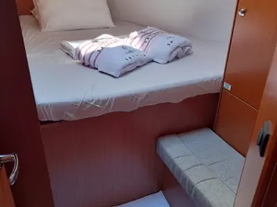 Cabin on Trinity, a Bavaria 46 Cruiser sailboat at Marmaris, Turkey