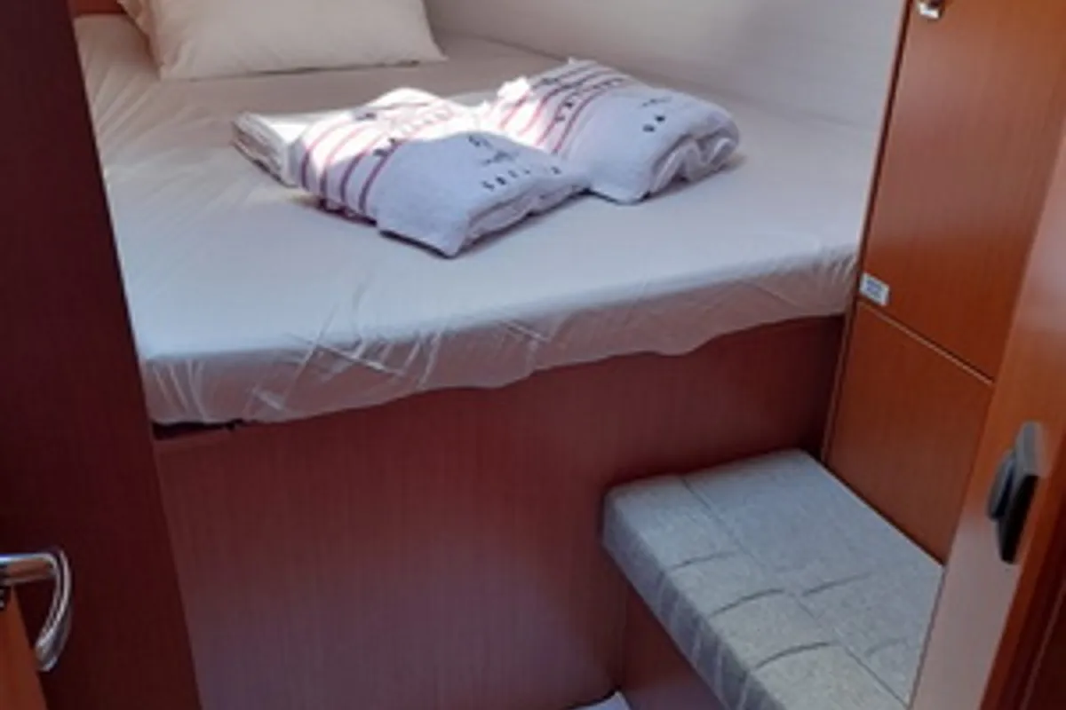 Cabin on Trinity, a Bavaria 46 Cruiser sailboat at Marmaris, Turkey