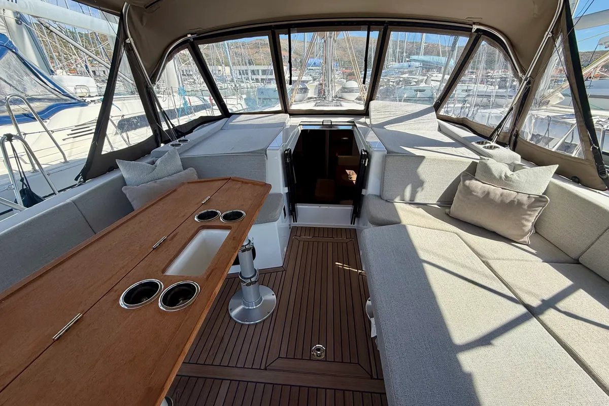 Deck of Ocean Light, a Beneteau Oceanis 47 sailboat at Seget Donji, Croatia