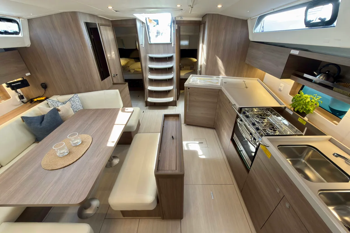 Salon of Ocean Light, a Beneteau Oceanis 47 sailboat at Seget Donji, Croatia