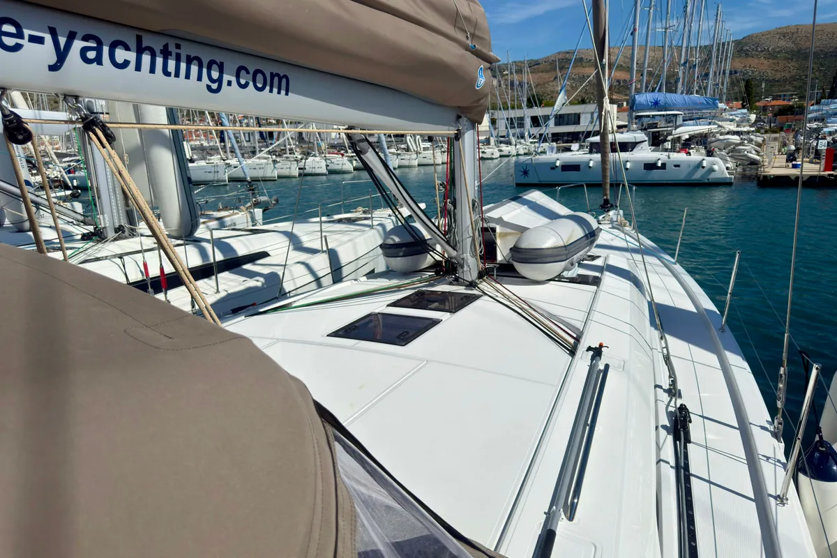 Exterior view of Ocean Light, a Beneteau Oceanis 47 sailboat at Seget Donji, Croatia