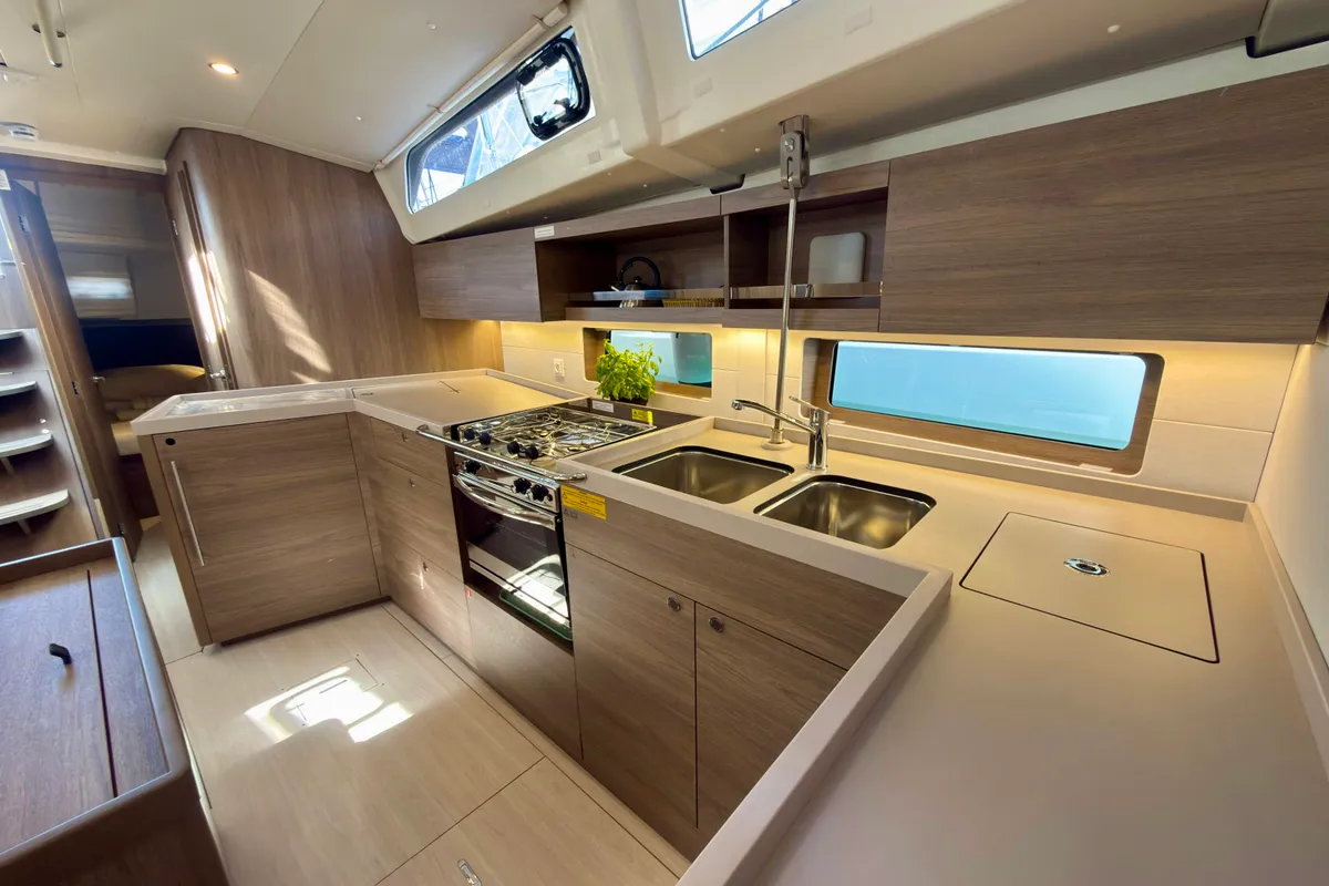 Galley of Ocean Light, a Beneteau Oceanis 47 sailboat at Seget Donji, Croatia