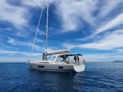 Exterior view of Tria, a Beneteau Oceanis 46.1 sailboat at Split, Croatia