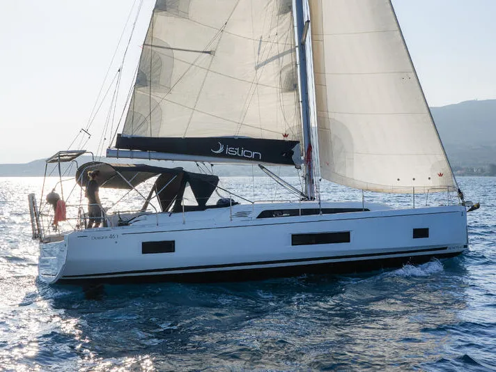 Exterior view of Tria, a Beneteau Oceanis 46.1 sailboat at Split, Croatia