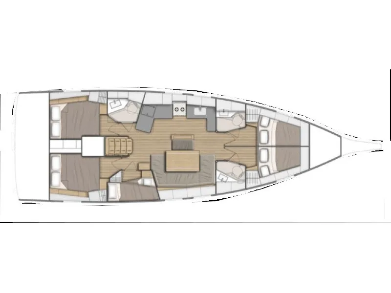 Floor plan of Tria, a Beneteau Oceanis 46.1 sailboat at Split, Croatia