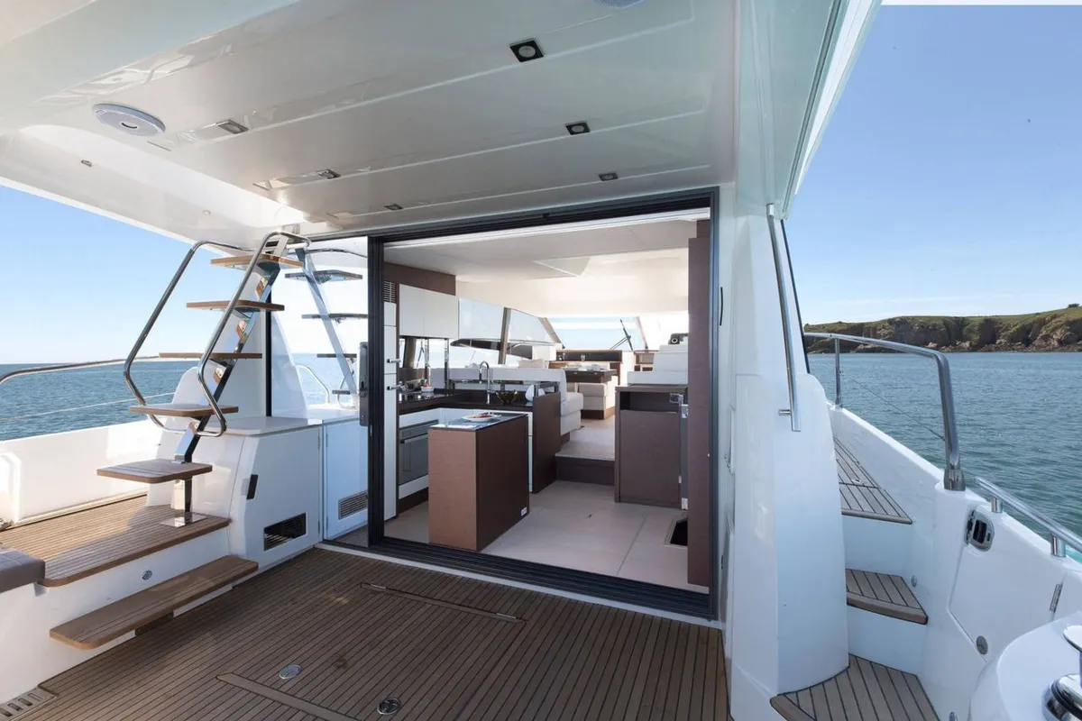 Caprice, a Jeanneau Prestige 520 Flybridge motor yacht at Punat, Croatia