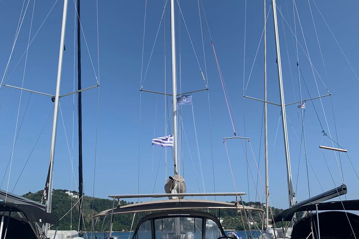 Aurora, a Jeanneau Sun Odyssey 519 - 5 + 1 cab. sailboat at Skiathos, Greece