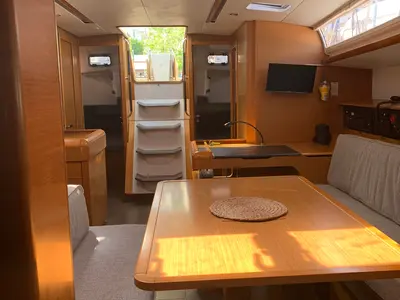 Salon of Aurora, a Jeanneau Sun Odyssey 519 - 5 + 1 cab. sailboat at Skiathos, Greece