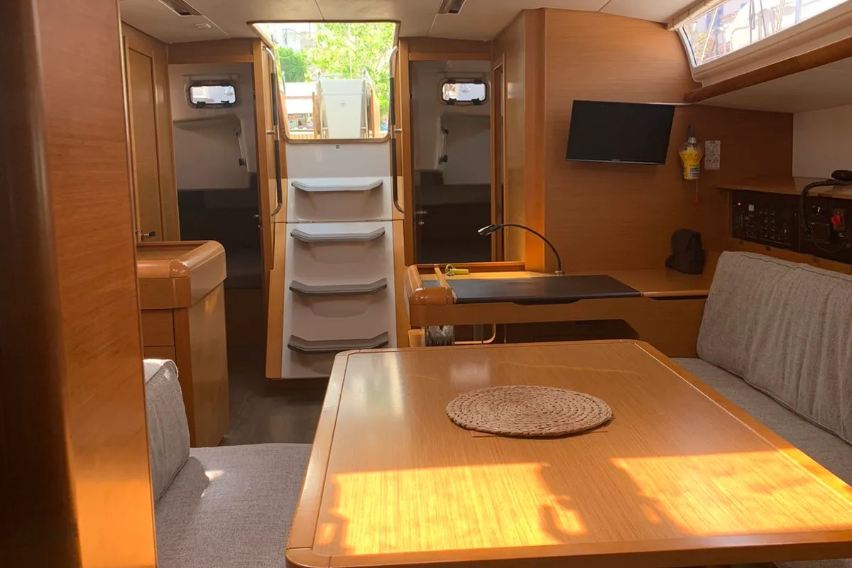 Salon of Aurora, a Jeanneau Sun Odyssey 519 - 5 + 1 cab. sailboat at Skiathos, Greece