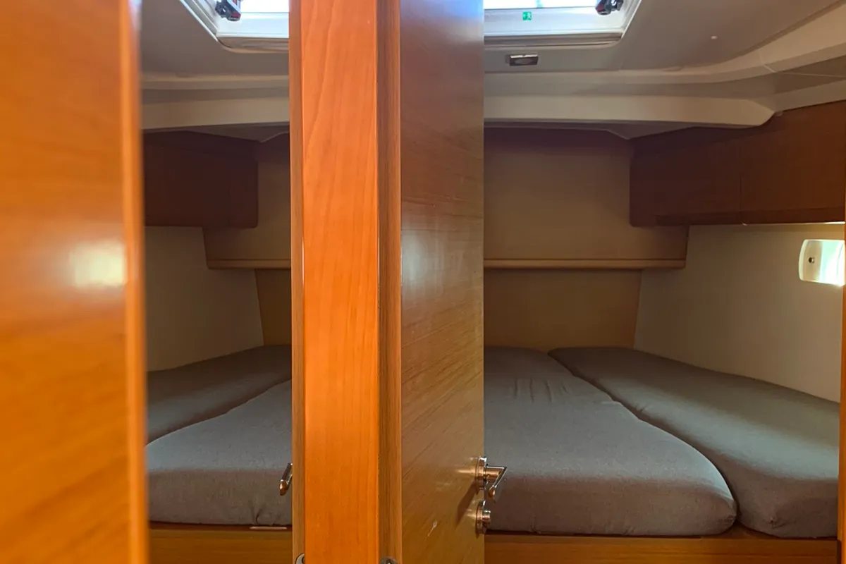 Cabin on Aurora, a Jeanneau Sun Odyssey 519 - 5 + 1 cab. sailboat at Skiathos, Greece