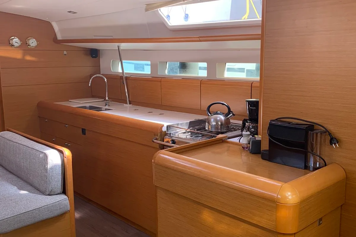 Galley of Aurora, a Jeanneau Sun Odyssey 519 - 5 + 1 cab. sailboat at Skiathos, Greece