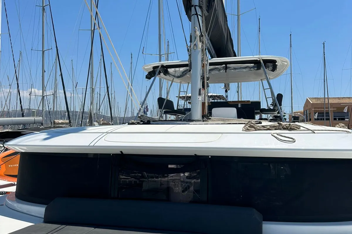 Exterior view of Cass, a Lagoon 46 catamaran at Municipal Unit of Lefkada, Greece