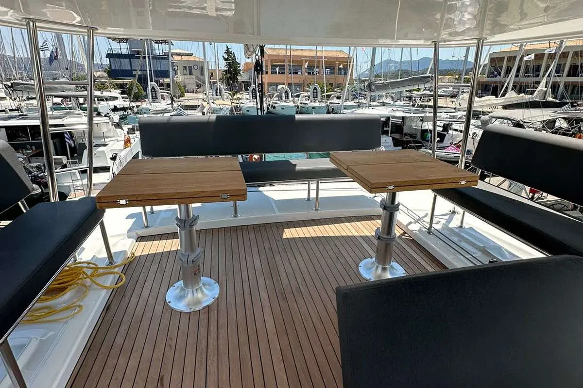 Deck of Cass, a Lagoon 46 catamaran at Municipal Unit of Lefkada, Greece
