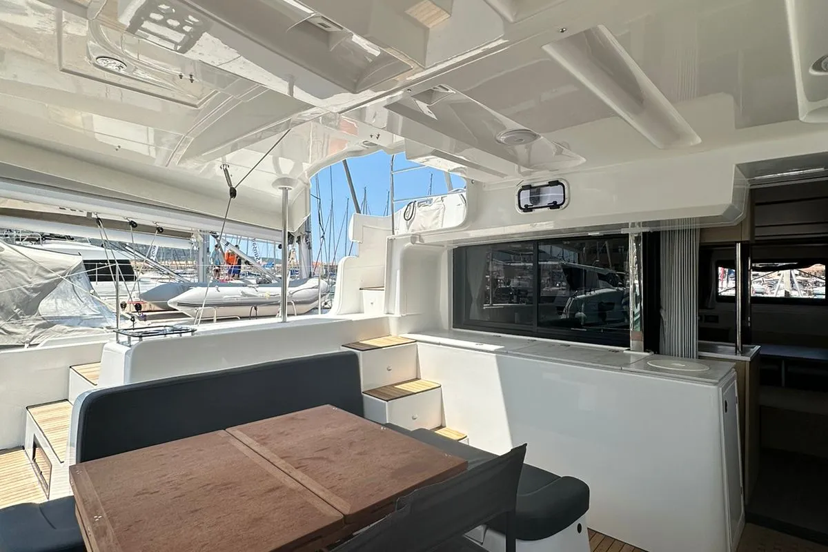 Deck of Cass, a Lagoon 46 catamaran at Municipal Unit of Lefkada, Greece