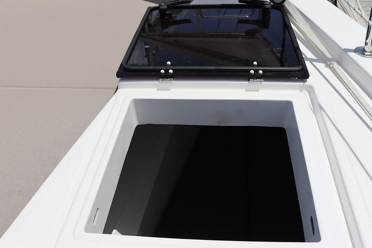 Deck of Dorothea, a Bali 4.2 OW catamaran at Road Town, British Virgin Islands