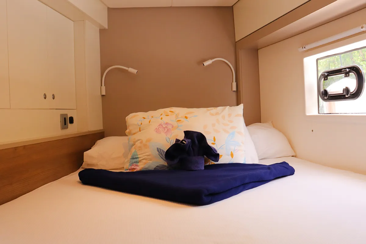 Cabin on Dorothea, a Bali 4.2 OW catamaran at Road Town, British Virgin Islands