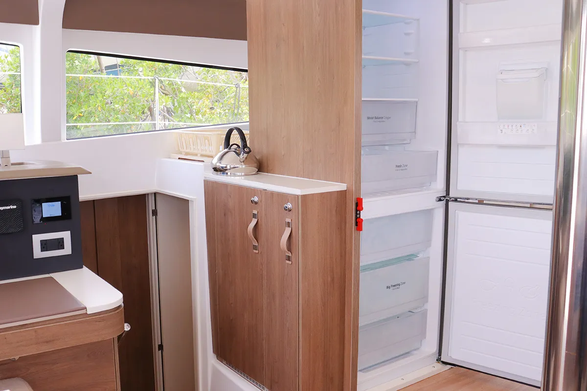 Galley of Dorothea, a Bali 4.2 OW catamaran at Road Town, British Virgin Islands