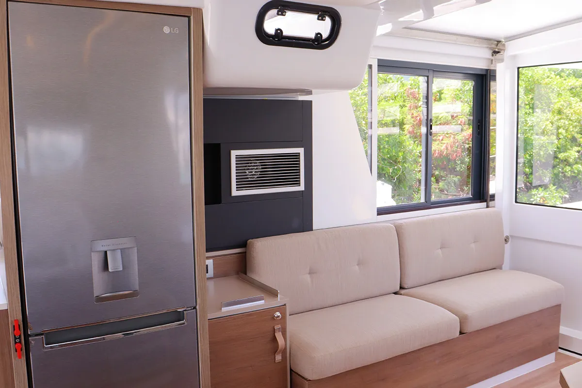 Salon of Dorothea, a Bali 4.2 OW catamaran at Road Town, British Virgin Islands