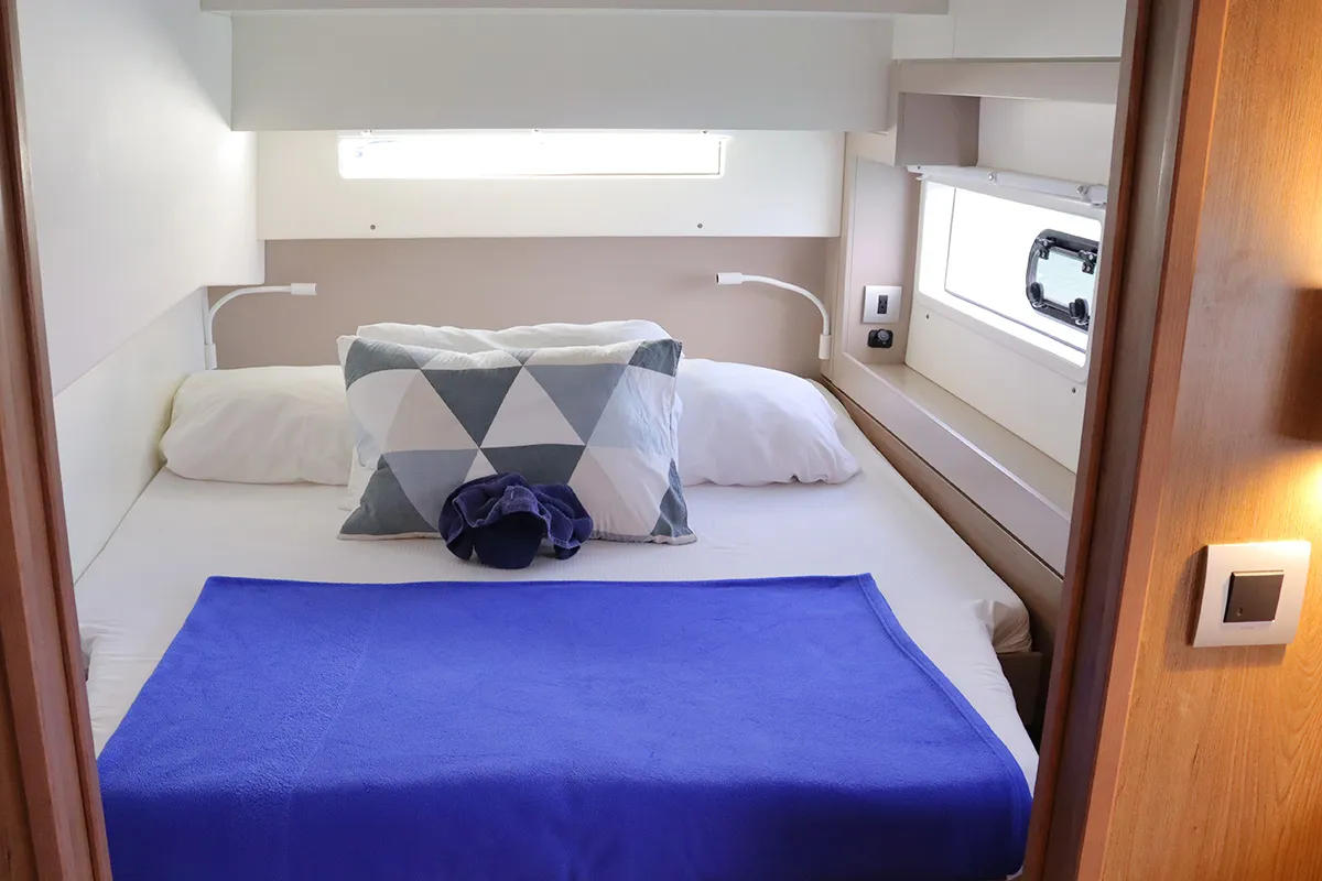 Cabin on Dorothea, a Bali 4.2 OW catamaran at Road Town, British Virgin Islands