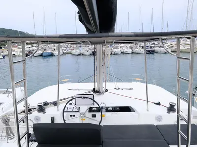 Cockpit of Blu, a Lagoon 46 catamaran at Volos Municipality, Greece