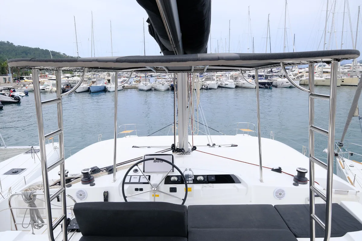 Cockpit of Blu, a Lagoon 46 catamaran at Volos Municipality, Greece