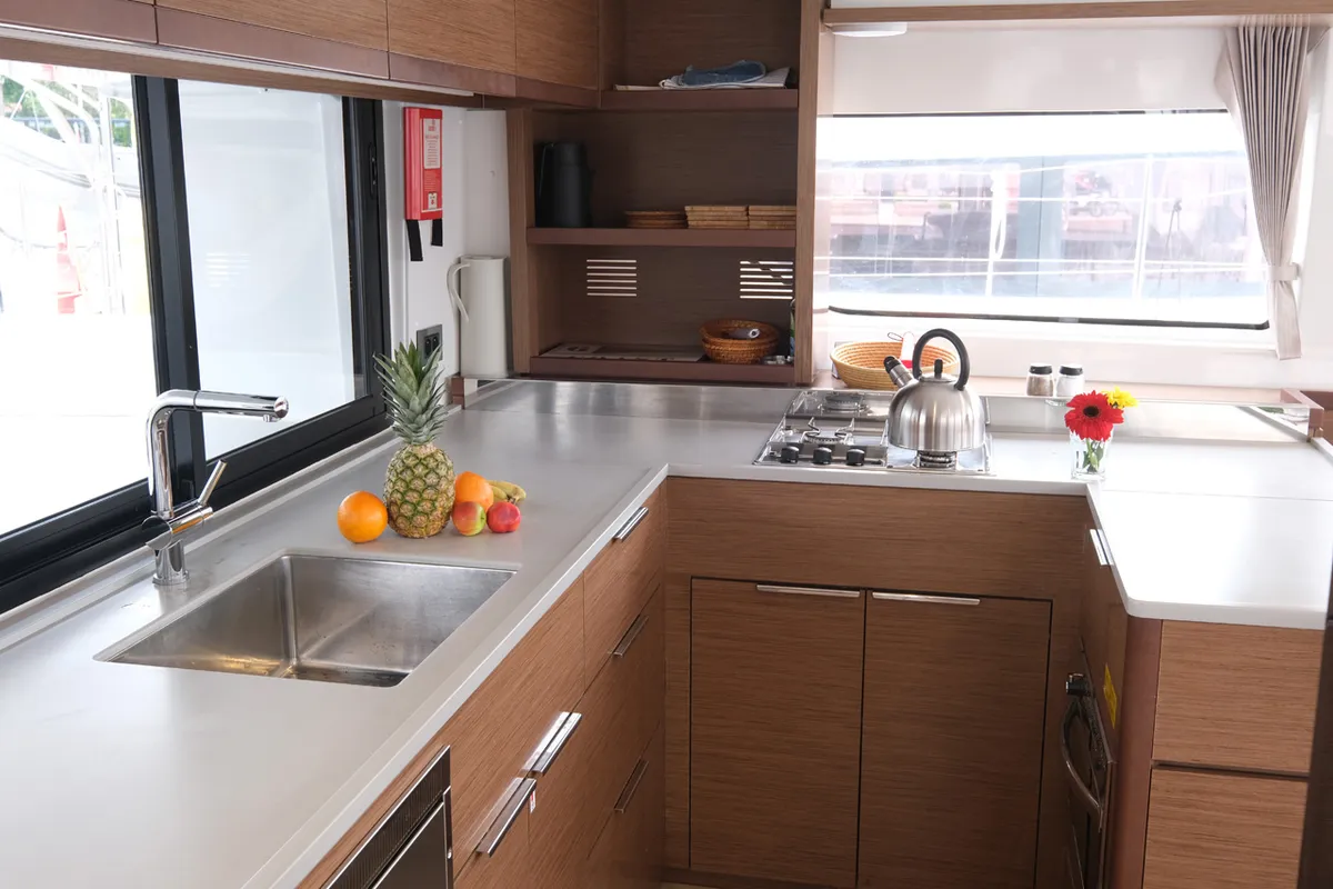 Galley of Blu, a Lagoon 46 catamaran at Volos Municipality, Greece
