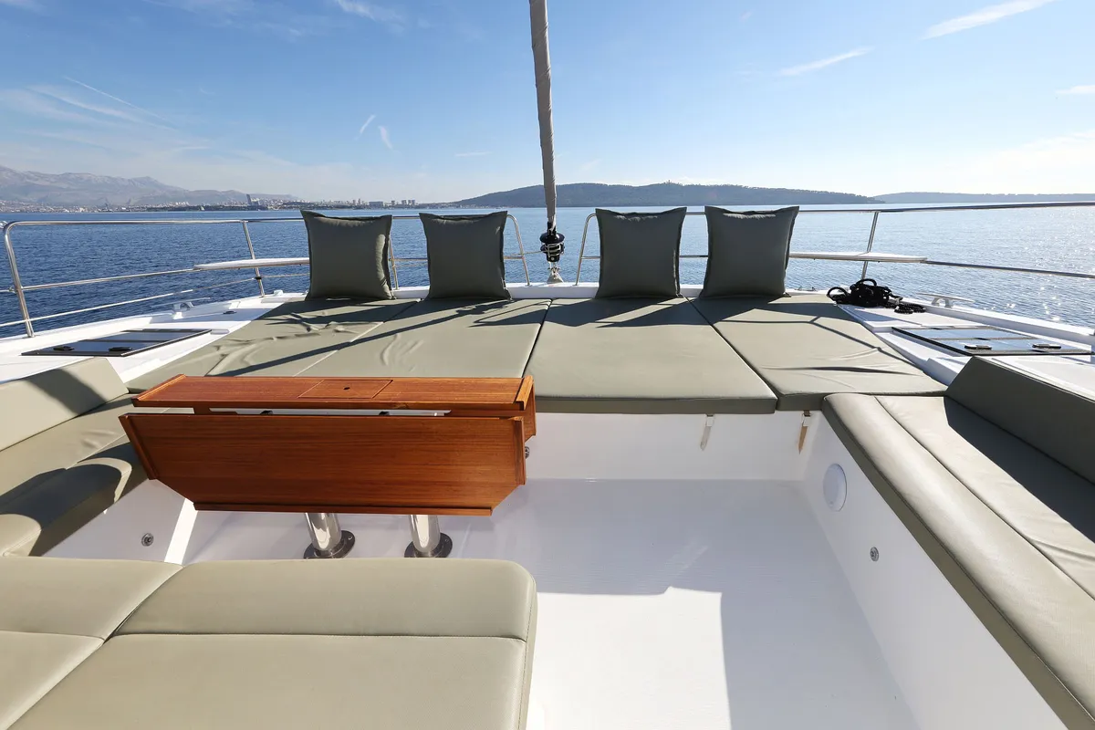 Deck of Radago, a Bali 4.6 catamaran at Općina Sukošan, Croatia
