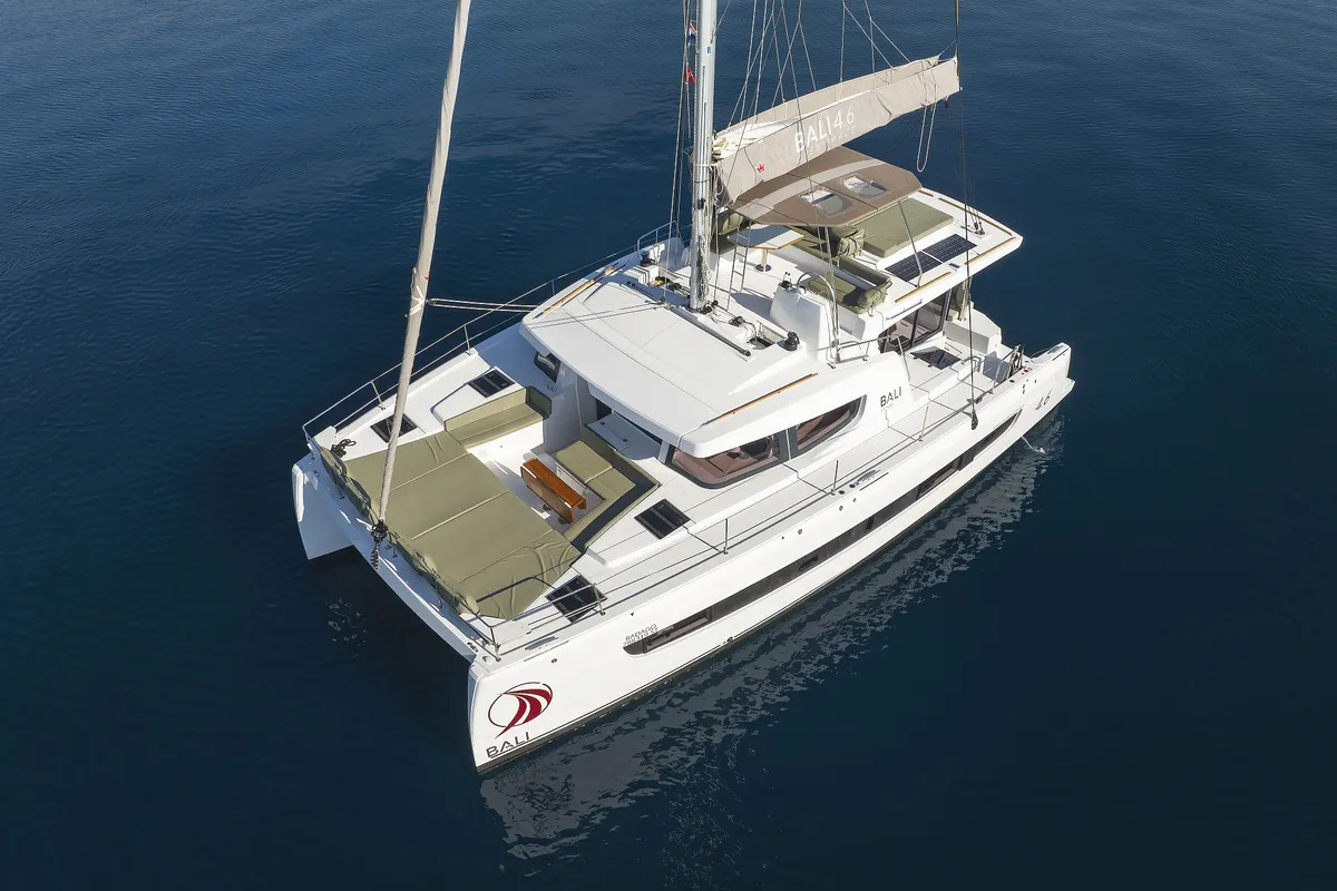 Exterior view of Radago, a Bali 4.6 catamaran at Općina Sukošan, Croatia