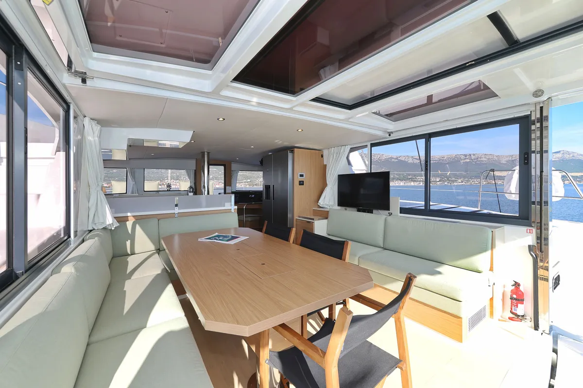 Salon of Radago, a Bali 4.6 catamaran at Općina Sukošan, Croatia