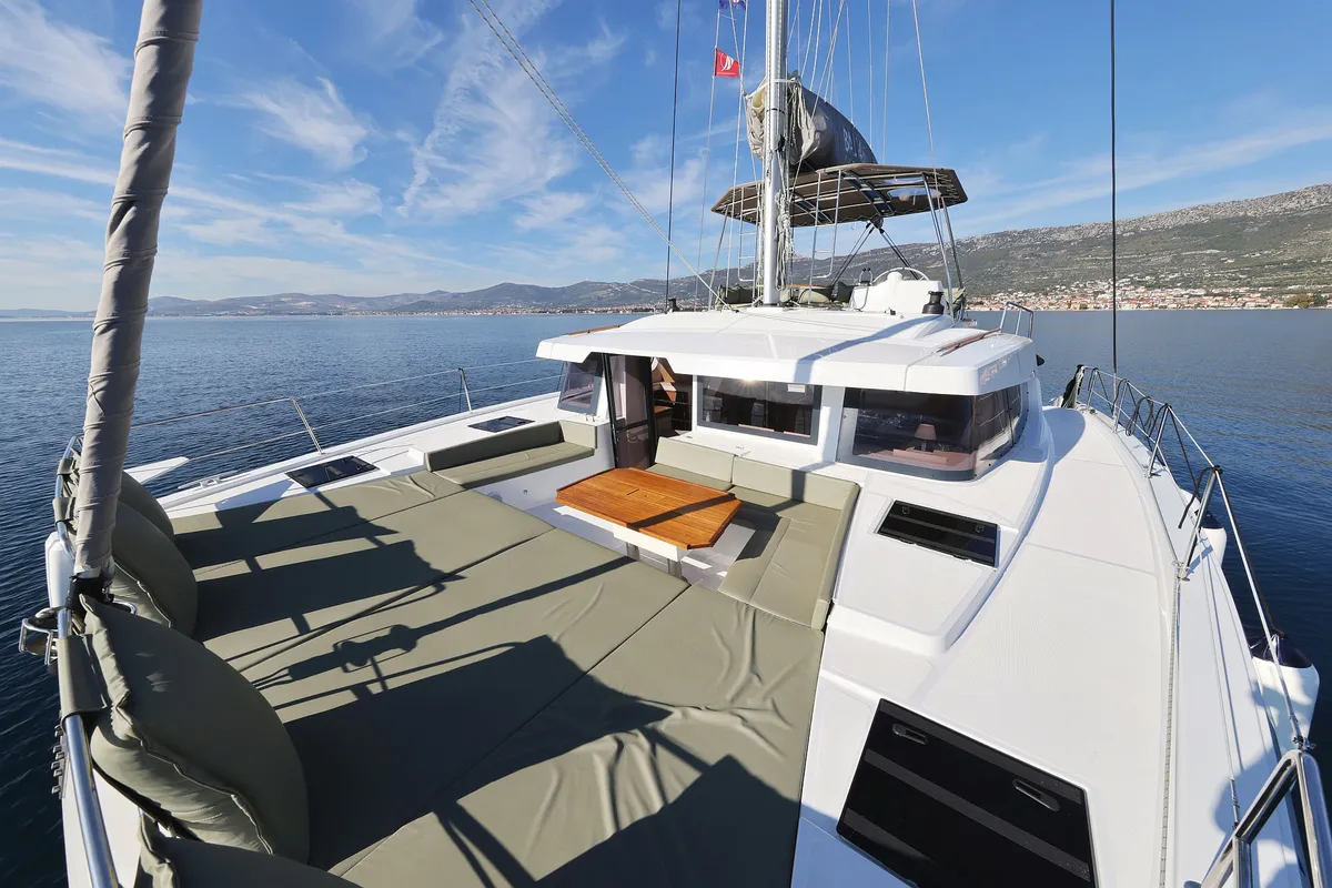 Deck of Radago, a Bali 4.6 catamaran at Općina Sukošan, Croatia