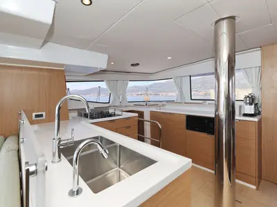 Galley of Radago, a Bali 4.6 catamaran at Općina Sukošan, Croatia