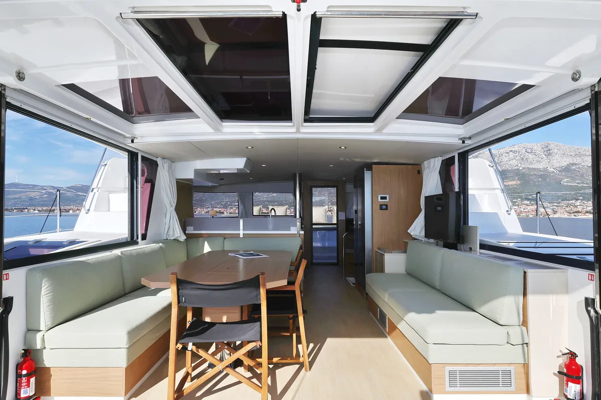 Salon of Radago, a Bali 4.6 catamaran at Općina Sukošan, Croatia